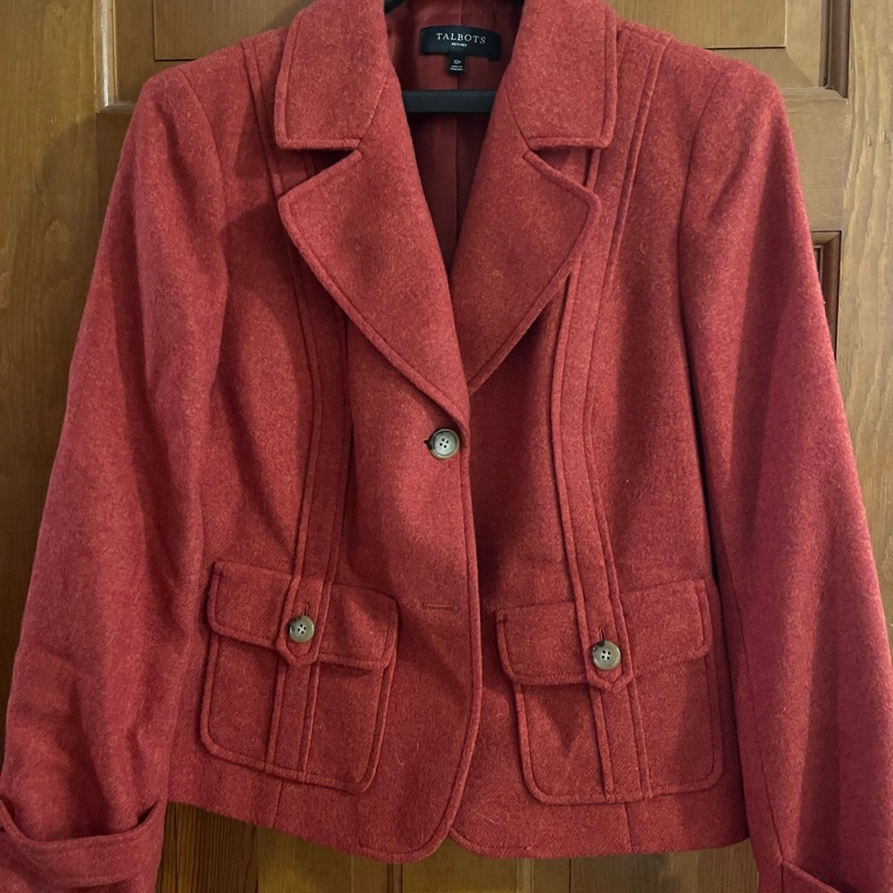 Talbots Women's wool Blend Vibrant Pumpkin Colored Blazer